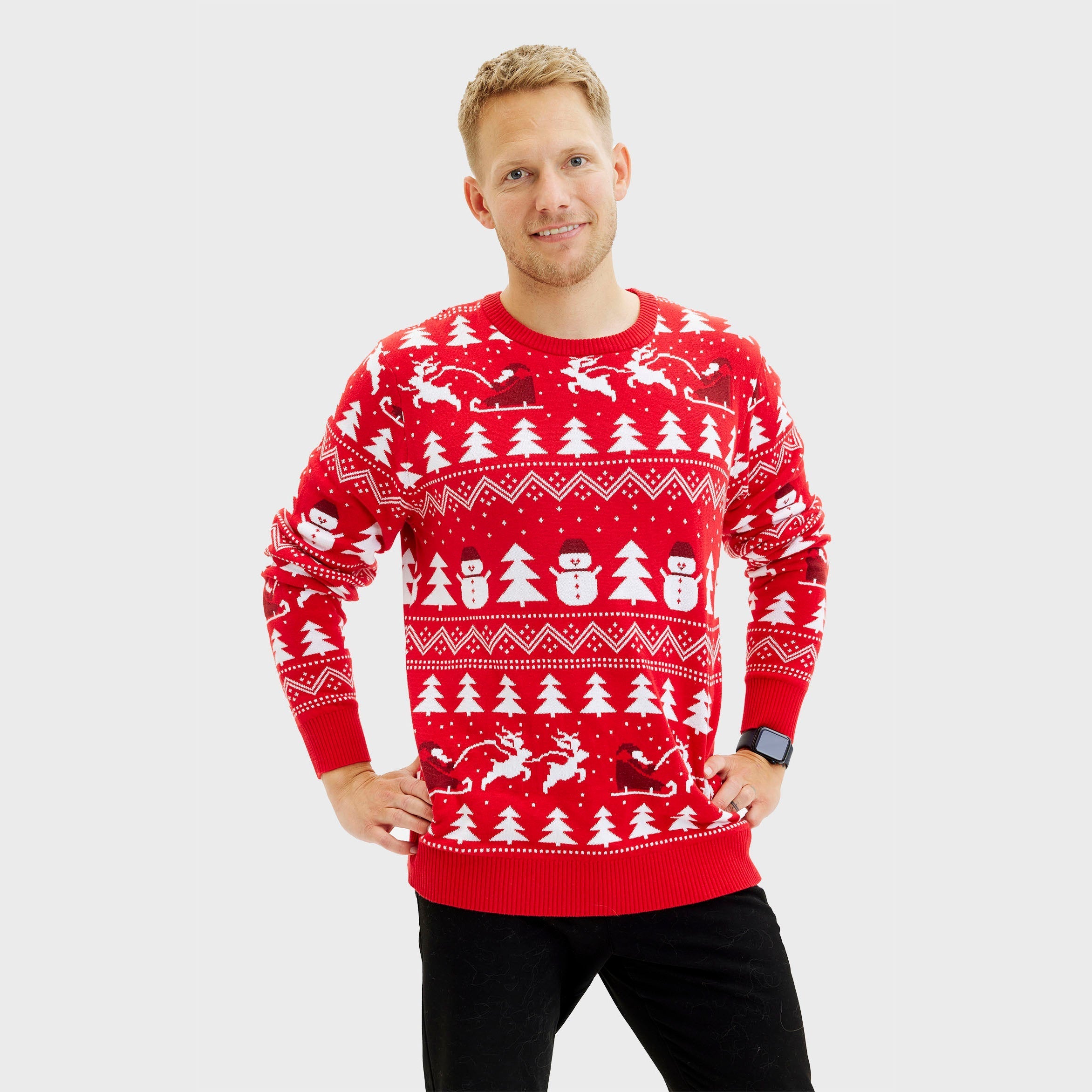 Der Stilvolle Weihnachtspullover rot - Herren.
